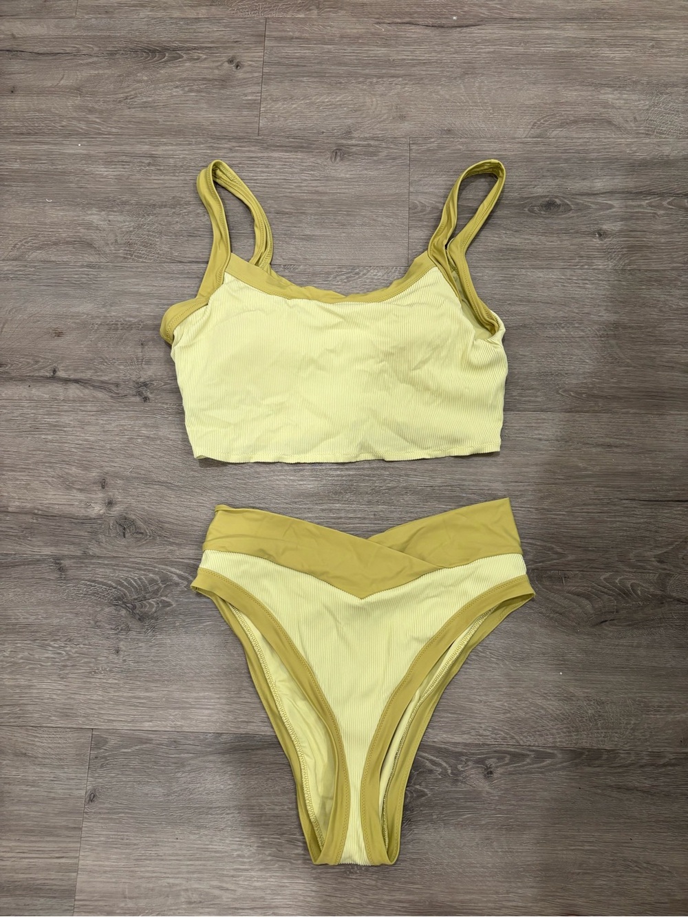 Aerie Green Two-Piece Ribbed Bikini Set
